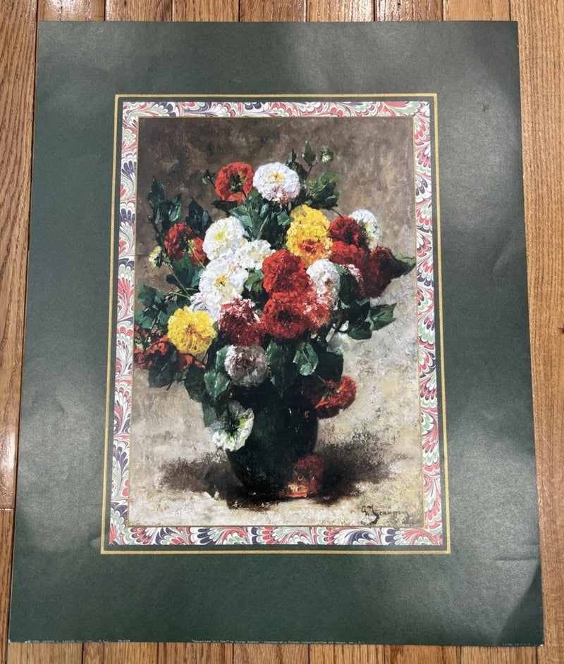 VTG Carnations In A Vase Poster By George Jeannin 1994 Arthur Kaplan USA 20X 16" Carnation