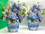 ORIGAMI POP CARDS Elegant Blue Hydrangea 3D Pop Up Flower Bouquet HappyBirthday Hydrangea