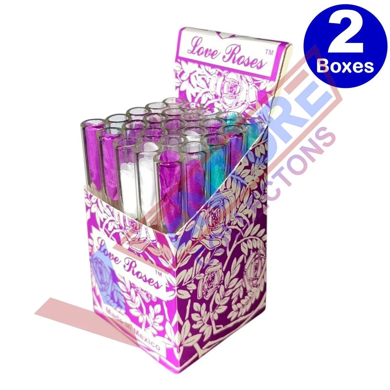 Purple glass tubes in floral display box, 2-box wholesale pack