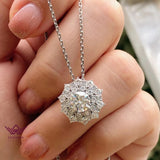8 CTW Round Cut D Color Sunflower Halo VVS 18K Gold Moissanite Necklace Sunflower