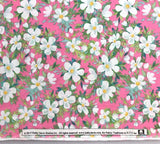 By 1/2 Yard White Flowers on Pink Floral Fabric Traditions 100% Cotton Fabric Flowering Plants