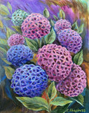 Original Floral Acrylic painting Hydrangea Flower Wall Art 11x14 Colorful Decor Hydrangea