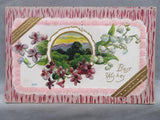 Postcard Best Wishes Embossed Violets Lily of The Valley Flowers Mountains 1909 Lily