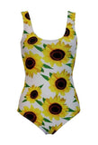Women's Gorgeous Sunflower Flower Floral Swimsuit Bodysuit Leotard Top Swimwear Sunflower