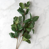 Set of 6 Poly Silk 28" Artificial Holly Stems Green Plant