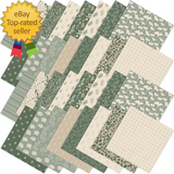 32Pcs Sage Green Floral Cotton Fabric Bundles 10 X 10 Inch Greenery Fabric Flowering Plants