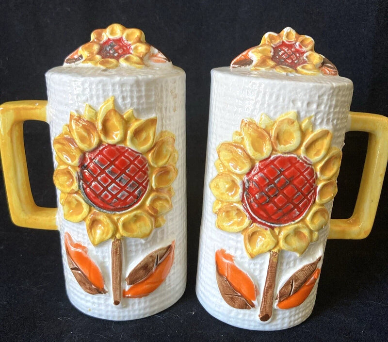 Vintage Sunflower Salt And Pepper Shakers Flower Imports Japan #C-8253 Sunflower