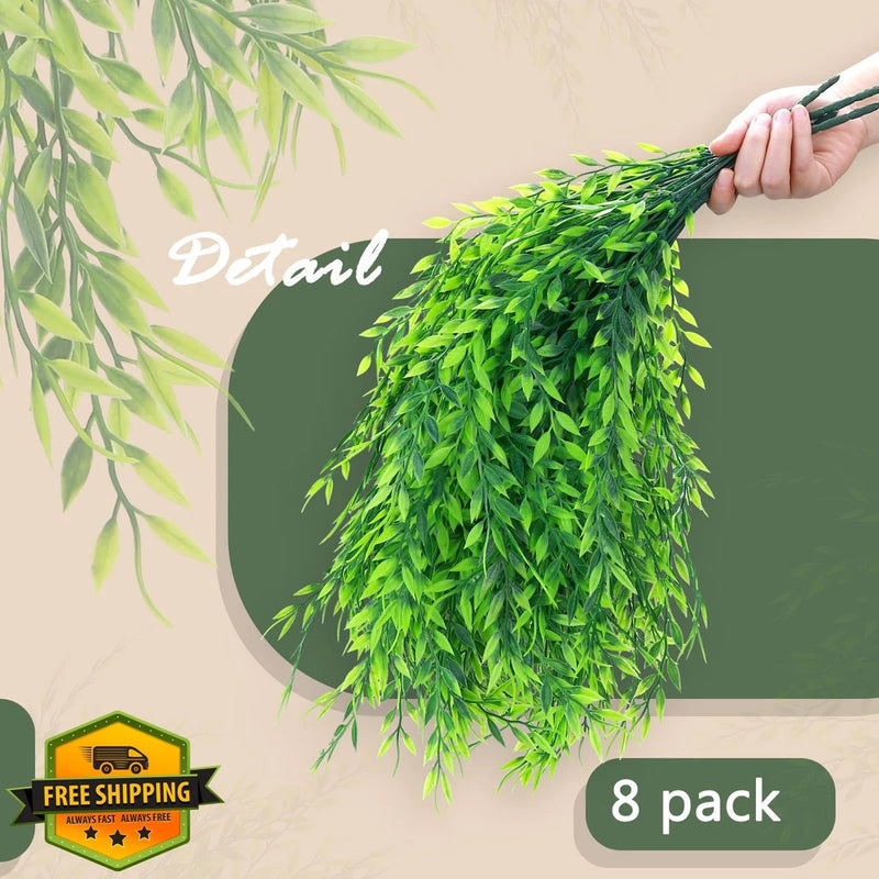 summer flower 8pk Fake Weeping Willow Ivy Garland UV Resistant Plants Green Plant