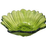 Vintage Indiana Glass Textured MCM Avocado Green Sunflower Bowl 7