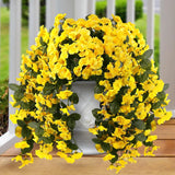 Sggvecsy Artificial Fake Hanging Flowers Plants for Outdoor 2Pcs, Yellow Flowering Plants