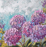 Flower Original Oil painting Impasto Artwork 10x10in Hydrangea Small  Wall Art Hydrangea