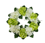 Artificial Floral Wreath 14" Diameter Hydrangea, Cream and Green Colors Hydrangea