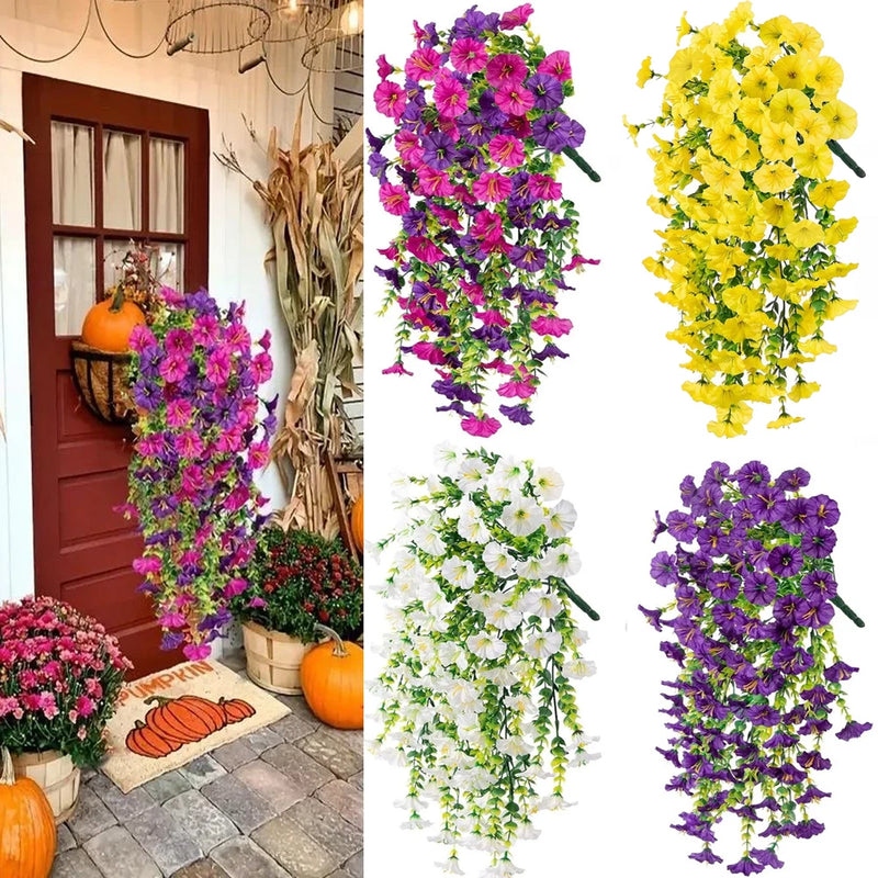 4-20PCS Artificial Morning Glory Vines UV Resistant Hanging Flower Outdoor Decor Flowering Plants