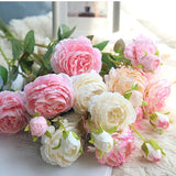 3 Heads Silk Peony Artificial Fake Flowers Rose Wedding Bouquet Home Party Decor Peony