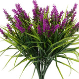 12pcs Artificial Plants Outdoor Fake Grass Plant Artificial Lavender Flower P... Green Plant