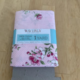 Waverly 1 Yard Pink Floral Carnation 100% Cotton 36in x 44 In New Carnation