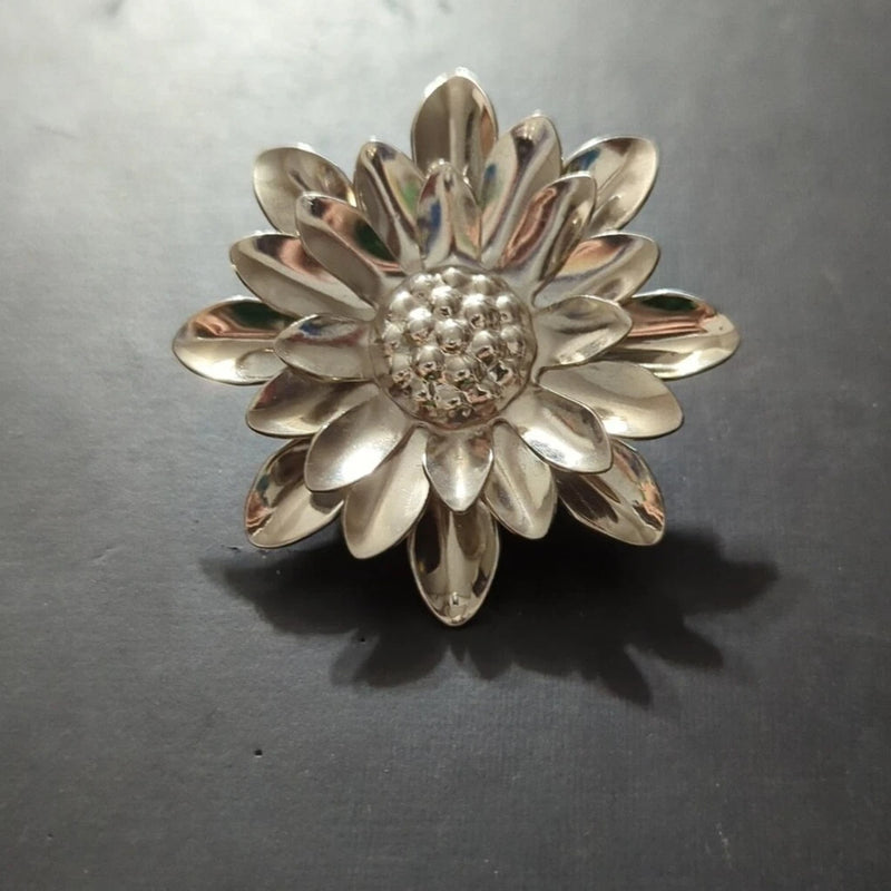 Vintage Silver Tone Daisy Sunflower Flower Statement Brooch Sunflower