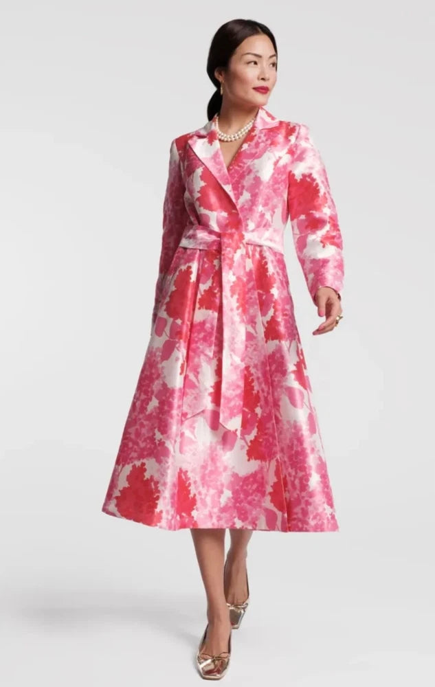 FRANCES VALENTINE LUCILLE WRAP DRESS PINK HYDRANGEA, NWT  SMALL, DUPIONI Hydrangea