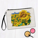Gift Makeup Bag : Sunflower Field Flower Floral Yellow Decor Sunflower
