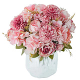 Artificial Flowers, Fake Peony Silk Hydrangea Bouquet Decor Plastic Carnation... Peony