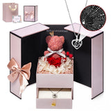 Gifts for Women Preserved Real Rose with I Love You 100 Languags Necklace Ete... Roses
