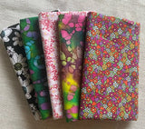 Lot Of 5 Quilting Fat Quarters 100% Cotton Fabric Bundle 18Óx22Ó Floral Batik Flowering Plants