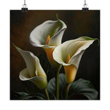 White Calla Lilies Flower Art Print, Lily Flower Painting, Flower DŽcor 02 Lily
