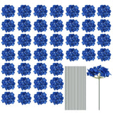 64 Sets Silk Hydrangea Flowers Dark Blue Artificial Flowers for Wedding Hydrangea