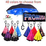Reverse Folding Inverted Umbrella - Double Layer,Windproof, UV Proof, Inside Out Sunflower