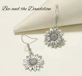 Silver Tone  Daisy Sunflower Summer Earrings Sunflower