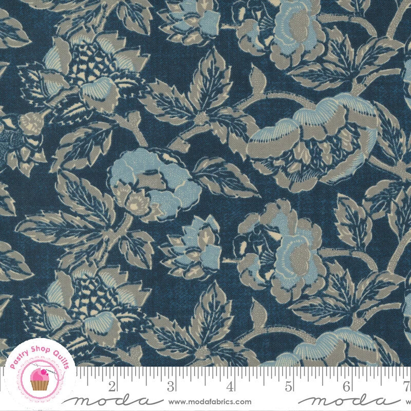 Moda YUKATA 48070 13 Navy Blue Floral MADDY Quilt Fabric Flowering Plants