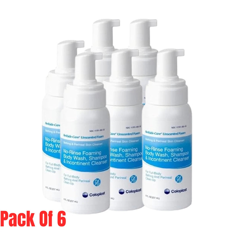 6 Pack Rinse-Free Shampoo and Body Wash Pump Bottle Unscented 67146 Bouquet