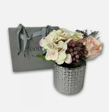 Real Touch Rose & Hydrangeas in Textured Pot w/ Gift Bag by Peony, Pink Hydrangea
