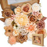 Artificial Flowers Combo Box Set 35pcs Silk Champagne Fake Rose, Peonies with... Hydrangea