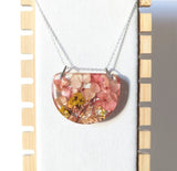 Handmade Real Hydrangea Flower Large Bib Necklace Autumn Resin Pendant Statement Hydrangea