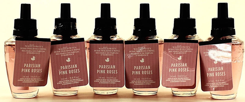 6  Bath & Body Works PARISIAN PINK ROSES Wallflowers Home Fragrance Oil Refills Bouquet