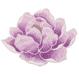 4.3" Peony Flower Embroidered Patch Appliques for Clothes, Light Purple Peony