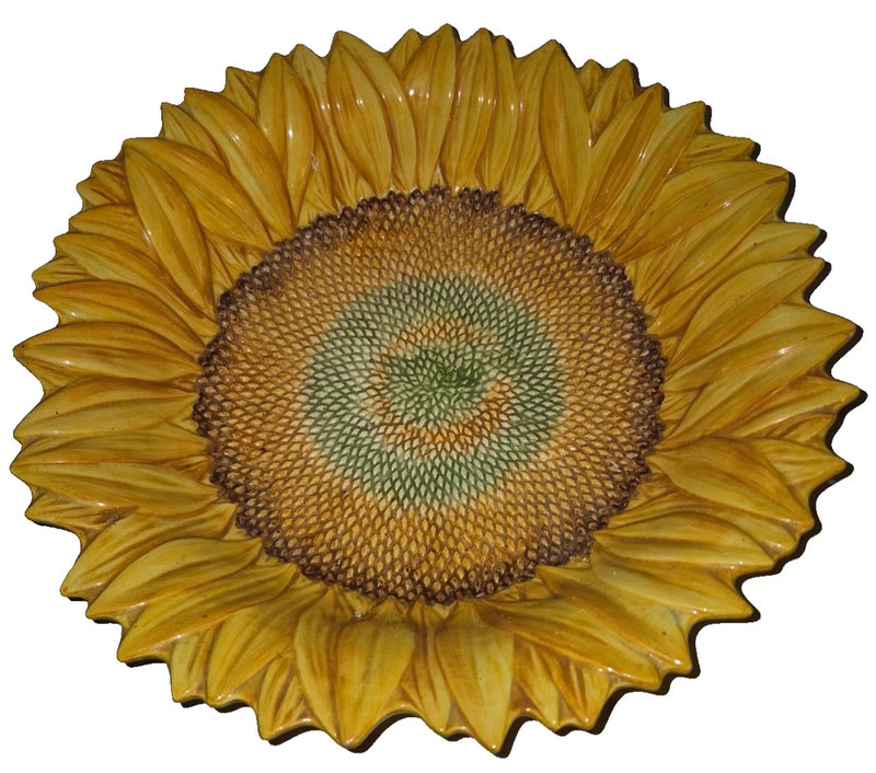 Vintage Ceramic Sunflower Bowl Made in Italy 13.5" Sunflower