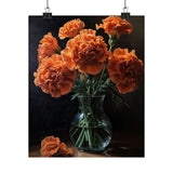 Orange Carnations Flower Art Print Poster, Flower Painting, Flower DŽcor Carnation