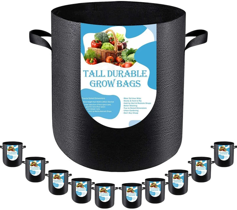 Grow Bags Tall, Fabric Plant Bag Pots with Handles for Vegetables, Flowers Flowering Plants