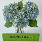 3 PCS Light Blue-Green Hydrangea Artificial Flowers 21'' Real Touch Latex Hyd... Hydrangea