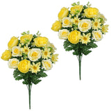 Hollyone Set of 2 Artificial Cemetery Flower for Graves Yellow Cemetery Memor... Ranunculus