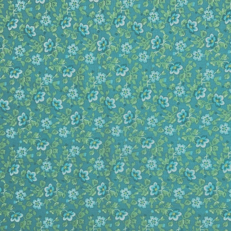 By 1/2 YD OOP 2008 Turquoise Floral Tutti Frutti Donna Wilder Fabric Traditions Flowering Plants