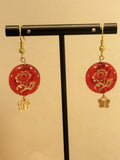 Handcrafted Red Resin Flower Butterfly Dangle Earrings Gold-tone for Women Sunflower