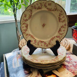 Antique M. Z. Austria Bridal Roses Pink Scalloped 4 Salad Plates 7.5Ó Roses
