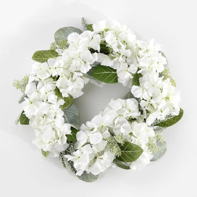22-Inch Faux Hydrangea & Magnolia Wreath for Home Decor Hydrangea