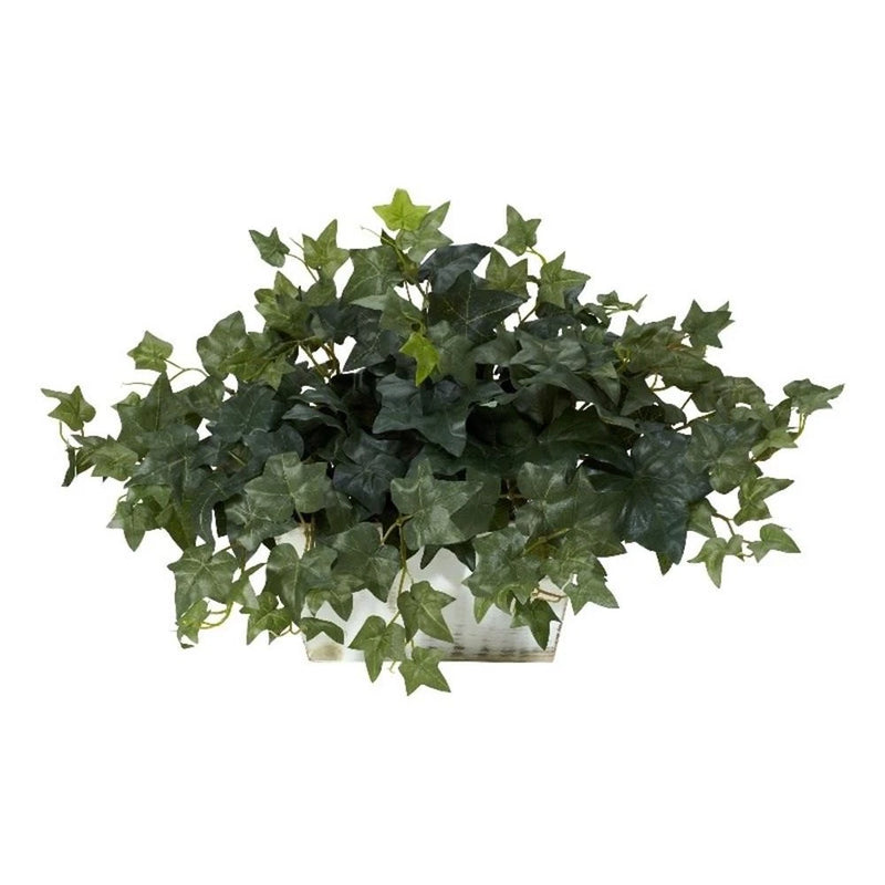 Pemberly Row Ivy with White Wash Planter Silk Plant in Green/White Green Plant