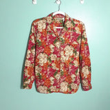 Vintage Hydrangea Floral Button Blouse Top - size Medium, EUC! Red Liz Claiborne Hydrangea