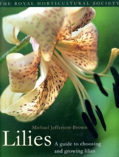 Hardcover lilies gardening guide with illustrated white lily flowers on cover