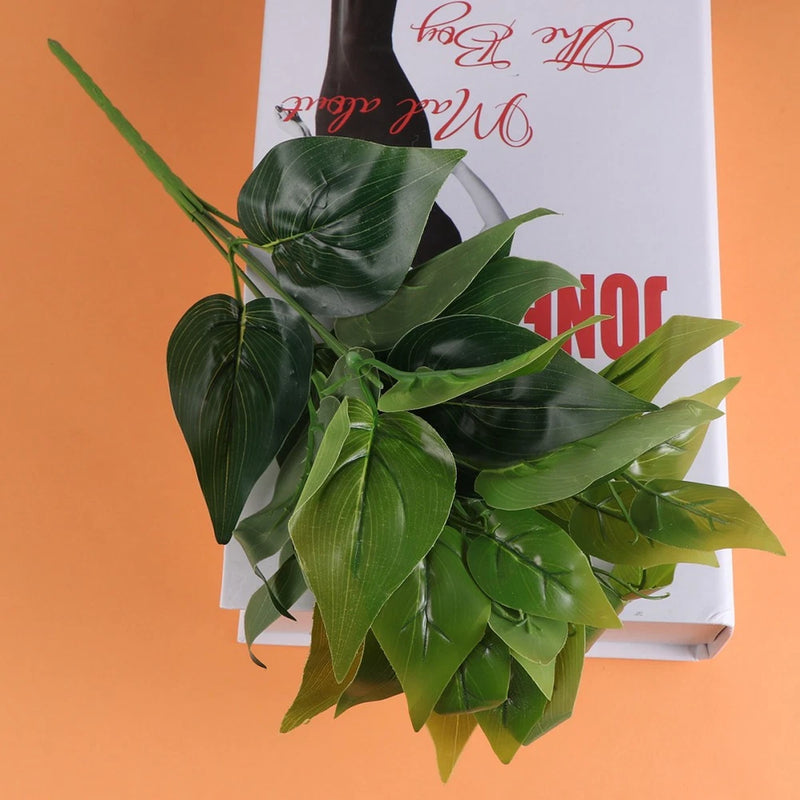 10 Pcs Tropical Leaves Decor Green Fake Artificial Plants Insert Green Plant